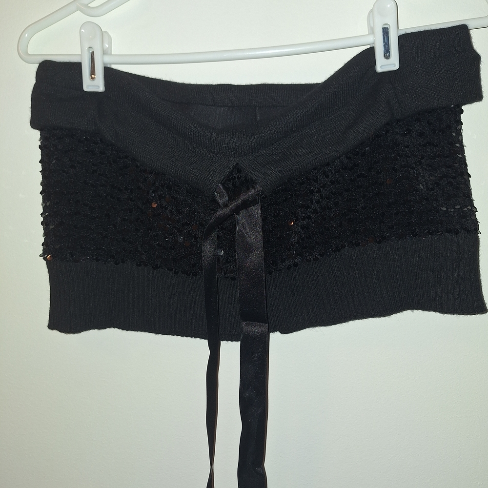 Black Sequin Knit Tube Top Sz L